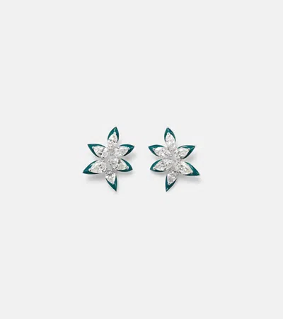 Kamyen Ohrringe Aus 18kt Weissgold Mit Emaille Und Diamanten In Silber
