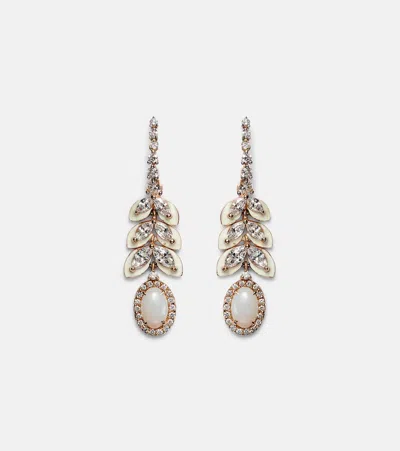 Kamyen 18kt Gold Earrings With Opal And Diamonds