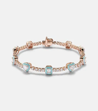 Kamyen 18kt Rose Gold And Enamel Bracelet With Diamonds In Pink