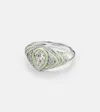 Kamyen 18kt White Gold And Enamel Pinky Ring With Diamonds
