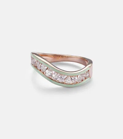 Kamyen 18kt White Gold And Enamel Ring With Diamonds