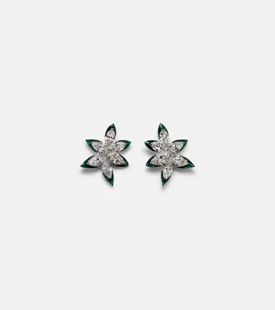Kamyen 18kt White Gold Earrings With Diamonds In Silver