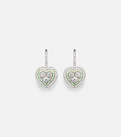 Kamyen 18kt White Gold Earrings With Enamel And Diamonds In Silver