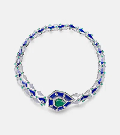 Kamyen 18kt White Gold Necklace With Gemstones In Metallic