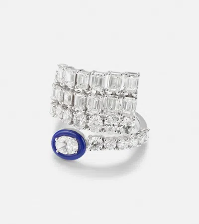 Kamyen 18kt White Gold Ring With Diamonds In Metallic