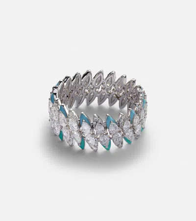 Kamyen 18kt White Gold Ring With Diamonds In Silver