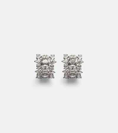 Kamyen Art Deco 18kt White Gold Earrings With Diamonds In Silver
