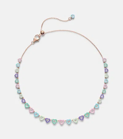 Kamyen Candy Crush 18kt Rose Gold Choker With Diamonds In Blue