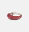 Kamyen Disco 18kt White Gold Ring With Ruby And Diamonds In Silver