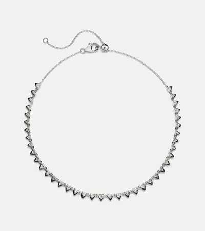 Kamyen Heart 18kt White Gold And Enamel Choker With Diamonds In Silver