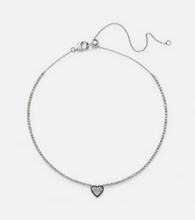 Kamyen Heart 18kt White Gold Choker With Diamonds In Silver
