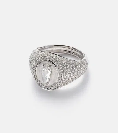 Kamyen Kite 18kt White Gold Ring With Diamonds In Silver