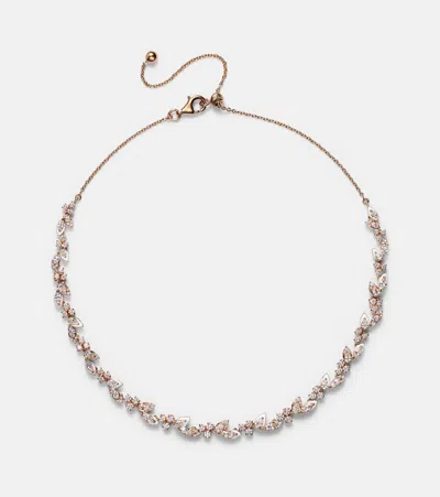 Kamyen Leaf 18kt Rose Gold Choker With Diamonds And Enamel In Silber