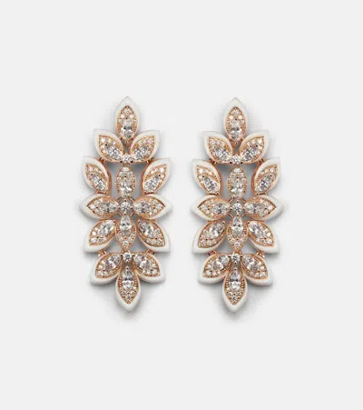 Kamyen Lotus 18kt Rose Gold Earrings With Diamonds In Pink
