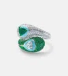 Kamyen Ying Yang 18kt White Gold And Enamel Ring With Emeralds And Diamonds In Silber