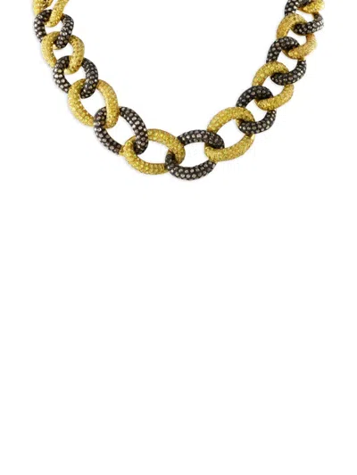 Pre-owned Kanaris  18k Yellow Gold Sapphire And Diamond Necklace