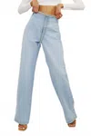 Kancan 90's Ultra High Rise Flare Jeans In Light Denim In Blue