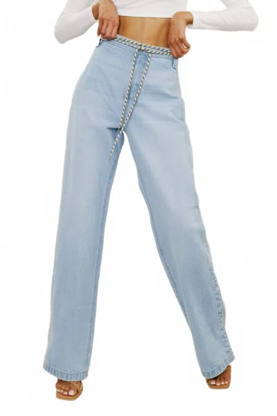 Kancan 90's Ultra High Rise Flare Jeans In Light Denim