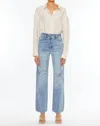 Kancan 90's Wide Leg Straight Jeans In Light Stone Wash In Blue