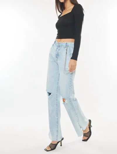 Kancan 90s Flare Jean In Light Wash In Blue