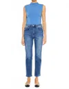 Kancan Adaline Essentials High Rise Slim Straight Leg Jeans In Medium Wash In Blue