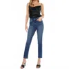 Kancan Adaline High Rise Slim Straight Jeans In Medium Wash In Blue