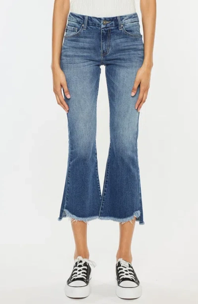 Kancan Aida Mid Rise Cropped Flare Jeans In Medium Wash
