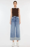 Kancan Alfie 90's Cropped Wide Leg Jeans In Blue