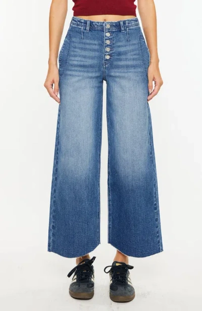 Kancan Aliana High Rise Crop Wide Leg Jeans In Blue