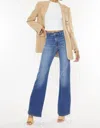 Kancan Celia High Rise Wide Flare Jeans In Medium Wash In Blue