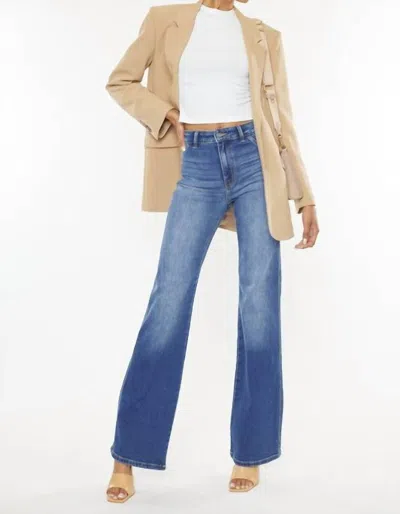 Kancan Allie Super High Relaxed Flare Jeans In Blue