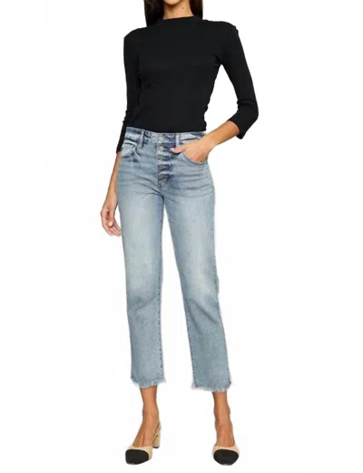Kancan Allora High Rise Straight Leg Jeans In Light Wash In Blue