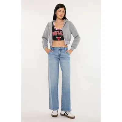 Kancan Alma Essentials Mid Rise Wide Leg Trouser In Blue