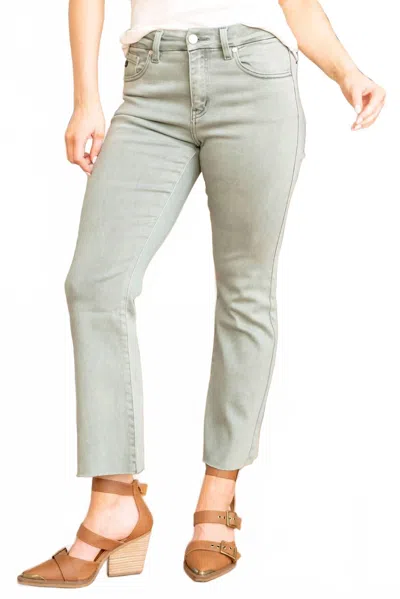 Kancan Amayah High-rise Cropped Bootcut Jeans In Olive In Gray