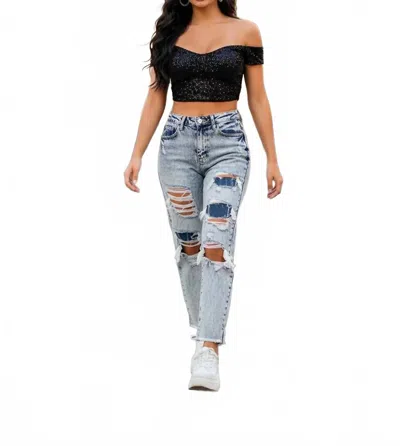 Kancan Amy Mom Jeans In Medium Blue Wash