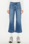 Kancan Angelina High Rise Cropped Flare Jeans In Multi