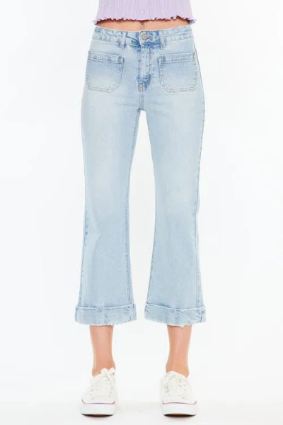 Kancan Angelina High Rise Cropped Flare Jeans In Blue