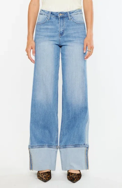 Kancan Arlene High Rise Wide Leg Jeans In Blue
