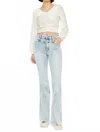 Kancan High Rise Contrast Accent Straight Leg Jean In Denim In Blue