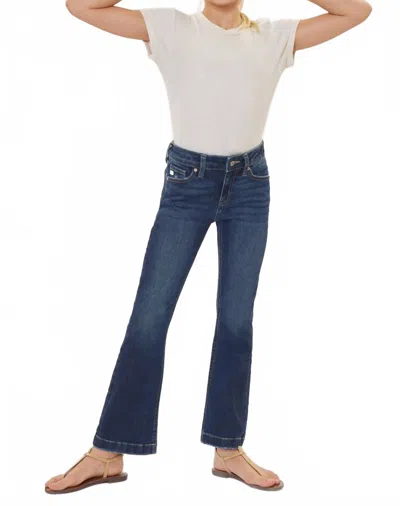 Kancan Kids' Aster Mid Rise Flare Jeans In Dark Wash In Blue