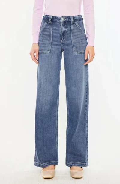 Kancan Astra High Rise Wide Leg Jeans In Medium Wash