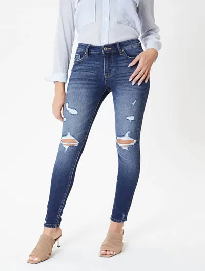 Kancan Audrey Mid-rise Skinny Jeans In Blue