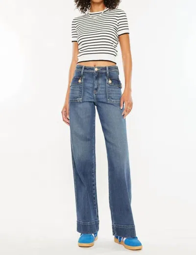 Kancan Luka High Rise Wide Leg Jeans In Dark Wash