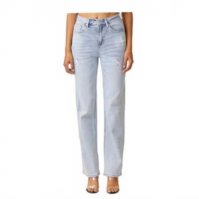 Kancan Bella Straight Leg Jeans In Light Wash In Blue