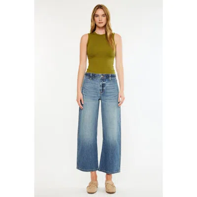 Kancan Bells Mid Rise Loose Barrel Jeans In Blue