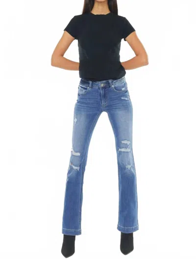 Kancan Bernadette Mid Rise Bootcut Jeans In Medium Wash In Blue