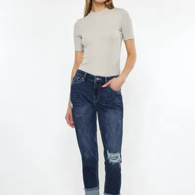 Kancan Bernice High Rise Boyfriend Jeans In Blue