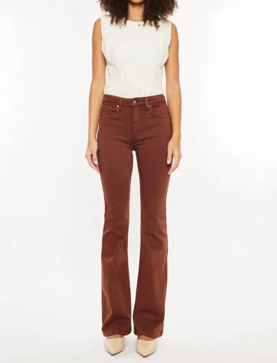 Kancan Betsy High Rise Bootcut Jeans In Brown In Red