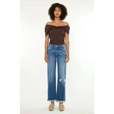 Kancan Bianca Essentials Mid Rise True Straight Jeans In Blue