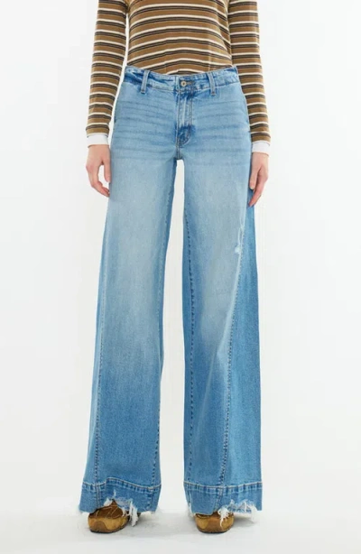 Kancan Birdeen Mid Rise Super Wide Jeans In Blue